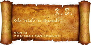 Köntös Dezső névjegykártya